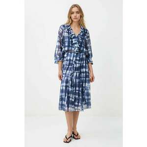 Fusta midi cu model - Alb/Bleumarin imagine