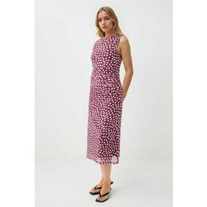 Rochie slim fit cu buline - Alb/Visiniu imagine