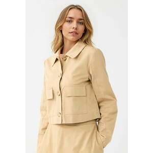 Jacheta crop cu buzunare cu clapa - Maro camel imagine