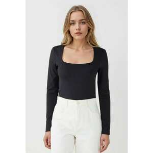 Bluza cu decolteu patrat - Negru imagine