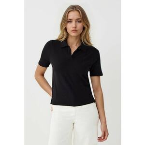 Tricou uni cu decolteu in V - Negru imagine