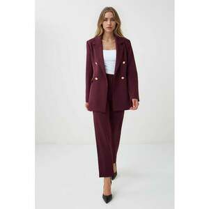 Pantalomi slim fit cu talie elastic - Visiniu imagine