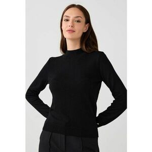 Pulover uni cu guler scurt - Negru imagine