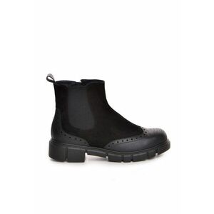 Ghete Chelsea-Brogue din piele naturala intoarsa si neteda imagine