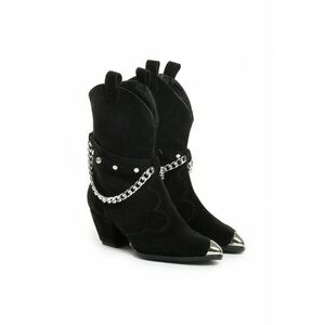 Ciocate Bushra Piele Intoarsa Neagra cu Accesorii Argintii imagine