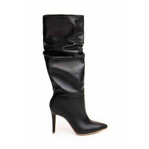 Cizme din piele cu design drapat Obsidian Whisper imagine