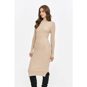 Rochie midi cambrata din tricot - Bej imagine