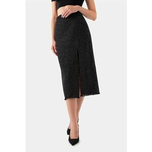 Fusta midi cu slit lateral - Negru imagine