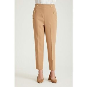 Pantaloni cu talie inalta si elastica - Portocaliu deschis imagine
