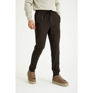 Pantaloni cu model houndstooth si snur in talie - Maro inchis/Negru imagine