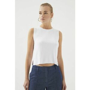 Top crop cu striatii - Alb optic imagine