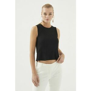 Top crop cu striatii - Negru imagine