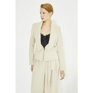 Sacou slim-fit cu revere - Bej imagine