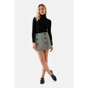 Fusta mini cu model houndstooth - Negru/Alb murdar imagine