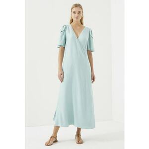 Rochie maxi cu maneci fluture - Verde menta imagine