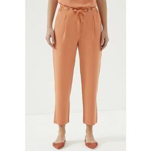 Pantaloni crop cu buzunare laterale - Portocaliu imagine