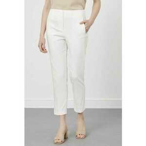 Pantaloni crop cu talie inalta - Alb optic imagine