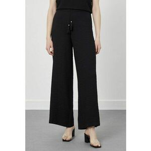 Pantaloni texturati cu croiala ampla - Negru imagine