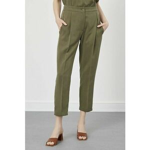 Pantaloni crop cu buzunare laterale - Kaki imagine