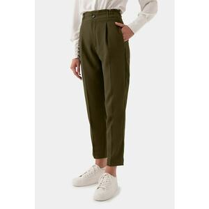 Pantaloni crop cu talie inalta - Kaki imagine