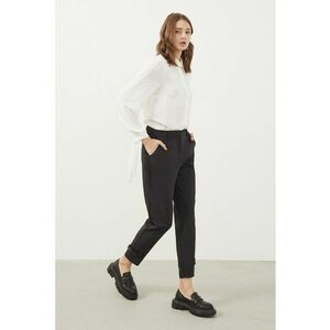 Pantaloni crop cu croiala conica - Negru imagine