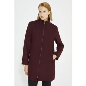 Palton cu guler scurt si fermoar - Visiniu imagine