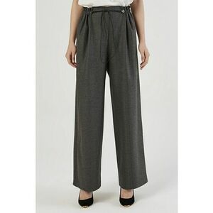 Pantaloni drepti cu banda elastica in talie - Gri inchis imagine