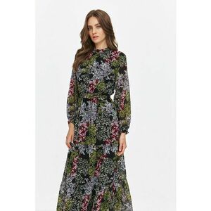 Rochie maxi cu model - Negru/Roz pastel/Verde feriga imagine