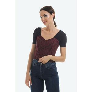 Corset din dantela cu detaliu cu siret - Visiniu imagine