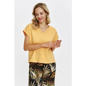 Tricou uni cu decolteu in V - Galben sofran imagine