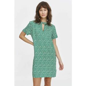 Rochie scurta cu model floral - Alb/Verde imagine
