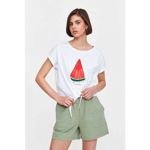 Tricou cu decolteu rotund - Rosu/Alb imagine