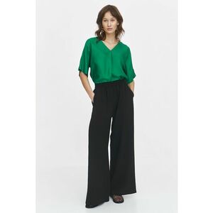 Pantaloni cu croiala ampla si buzunare laterale - Negru imagine