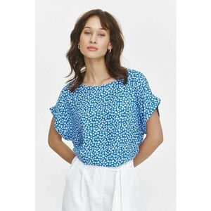 Bluza cu model si maneci cazute - Alb/Albastru imagine