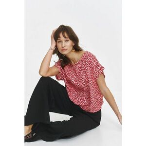 Bluza cu model si maneci cazute - Rosu/Alb imagine