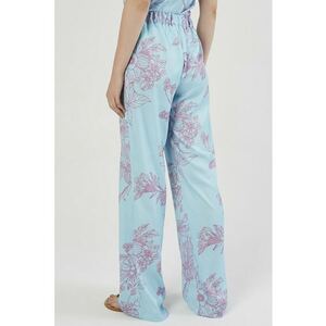 Pantaloni cu croiala ampla si model - Turcoaz/Lila imagine