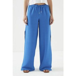 Pantaloni cu croiala ampla si slituri laterale - Albastru royal imagine