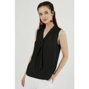 Bluza cu esarfa la decolteu - Negru imagine