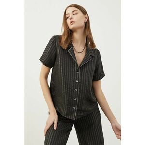 Camasa cu aspect satinat si model in dungi - Negru imagine