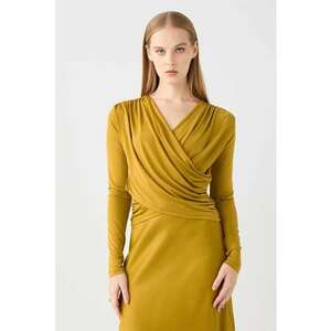 Bluza cu decolteu cache-coeur - Galben mustar imagine