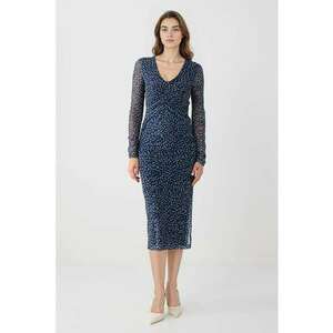 Rochie cambrata cu buline - Alb/Albastru inchis imagine