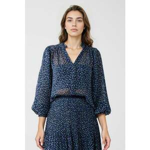 Bluza cu imprimeu buline - Alb/Bleumarin imagine
