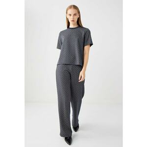 Pantaloni cu imprimeu geometric - Gri inchis imagine