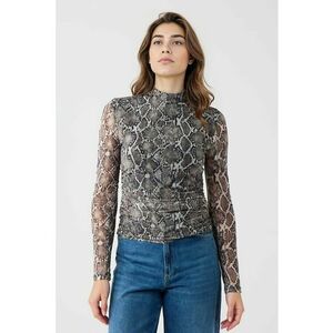 Bluza cu model ce imita pielea de reptila - Gri/Maro taupe deschis imagine