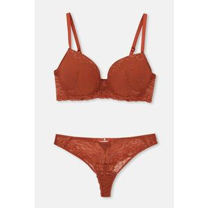 Set de sutien si chiloti cu dantela - 2 piese - Rosu inchis imagine