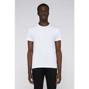 Tricou cu decolteu la baza gatului si model uni - Alb optic imagine