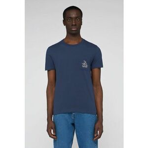 Tricou cu detaliu cu logo discret si buzunar pe piept - Albastru inchis imagine