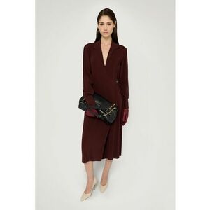 Rochie cu decolteu in V si maneci lungi - Maro cognac imagine