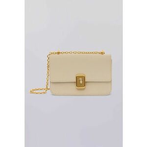 Geanta crossbody de piele cu bareta de lant - Bej deschis imagine