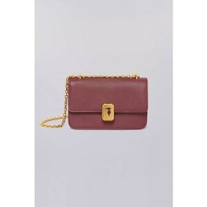 Geanta crossbody de piele cu bareta de lant - Roz zmeuriu imagine